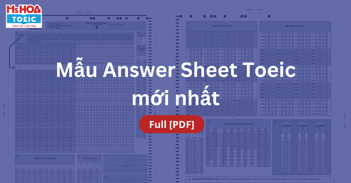 Mẫu Answer Sheet Toeic mới nhất Full [PDF]