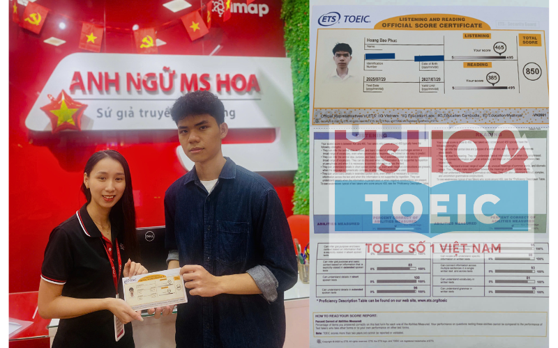 Bảo Phúc vượt band điểm mục tiêu ban đầu sau khi học một khoá học tại Ms Hoa TOEIC