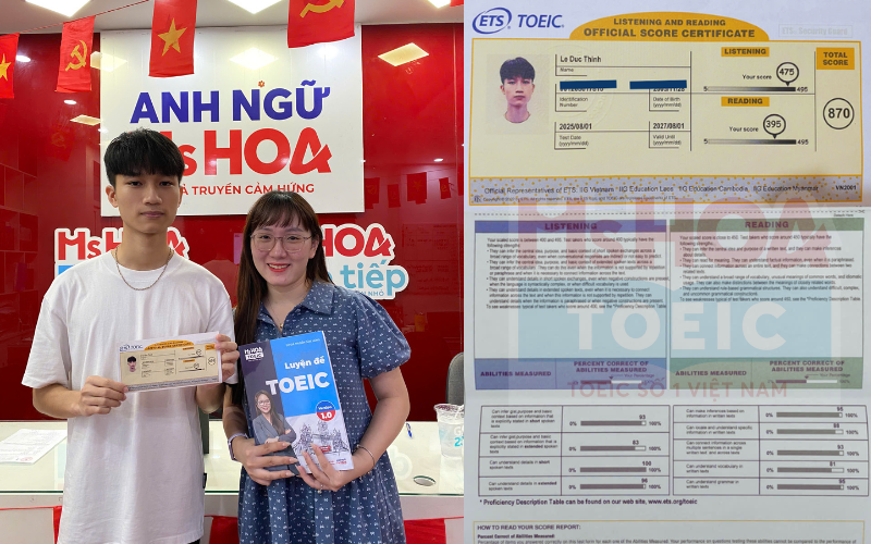 Đức Thịnh từ 200 TOEIC đã đạt điểm số 870 điểm TOEIC