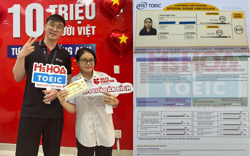 Ngọc Trâm cán đích mụcc tiêu điểm số ngay lần học đầu tiên