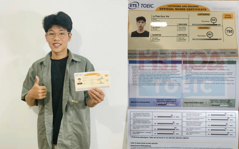 Quốc Việt đạt mục tiêu điểm số 795 điểm