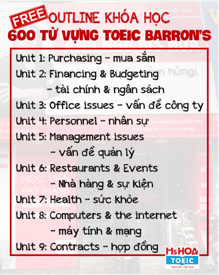 outline sách 600 từ vựng TOEIC