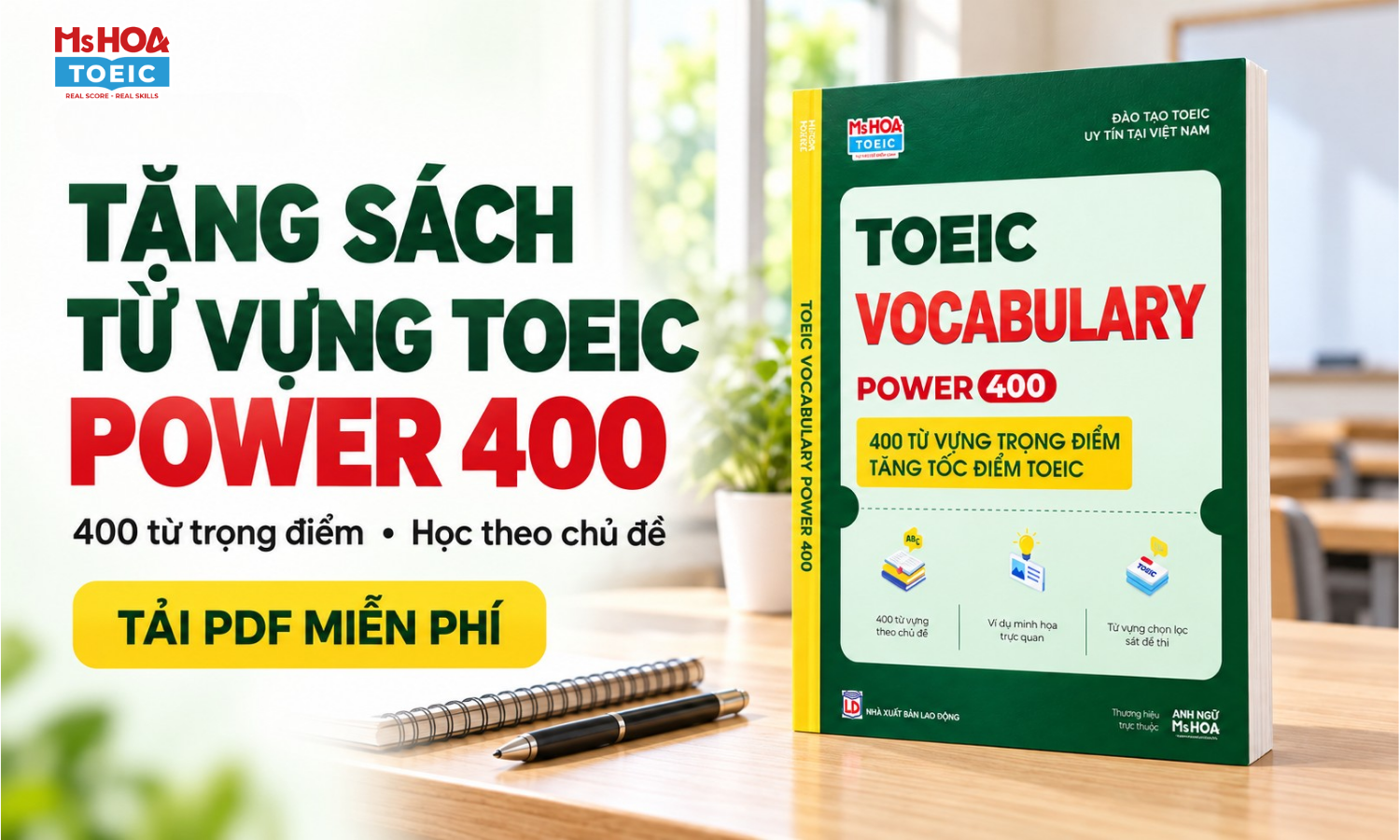 Sách từ vựng TOEIC POWER 400: Tặng PDF học theo chủ đề